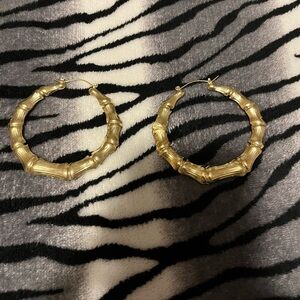 Gold Bamboo Hoop Earrings